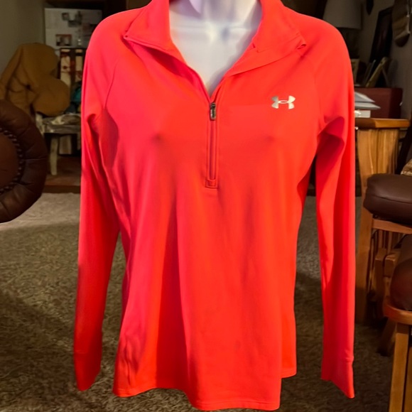 Under Armour Tops - Women’s Under Armour Coral 1/2 Zip Long Sleeve Running Athletic Top Shirt Small